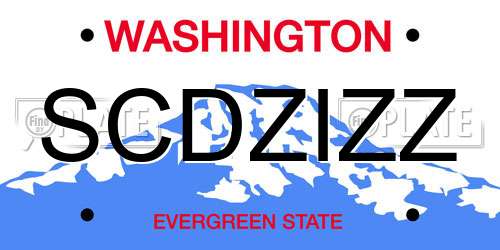 SCDZIZZ Washington License Plate