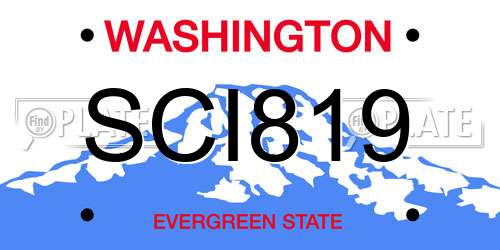 SCI819 Washington License Plate