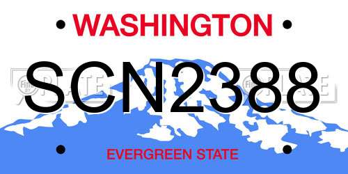 SCN2388 Washington License Plate