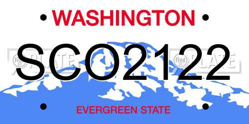 SCO2122 Washington License Plate