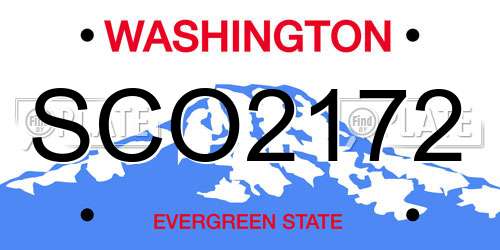 SCO2172 Washington License Plate