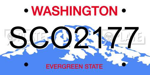 SCO2177 Washington License Plate