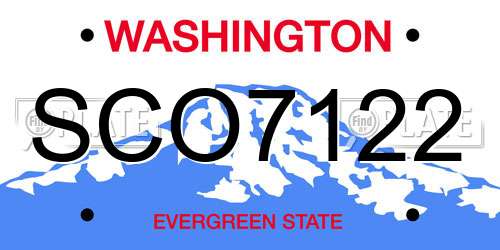SCO7122 Washington License Plate