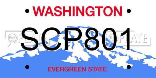 SCP801 Washington License Plate