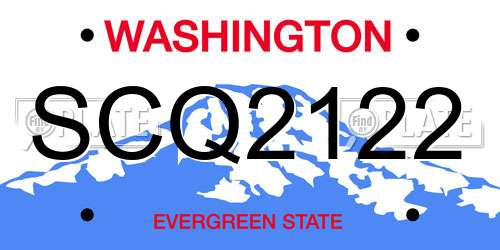SCQ2122 Washington License Plate