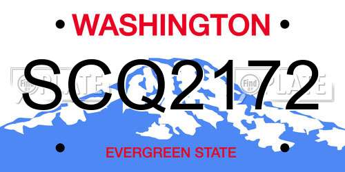 SCQ2172 Washington License Plate