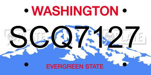 SCQ7127 Washington License Plate