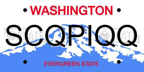 SCQPIQQ Washington License Plate