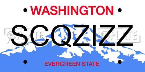 SCQZIZZ Washington License Plate