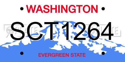 SCT1264 Washington License Plate