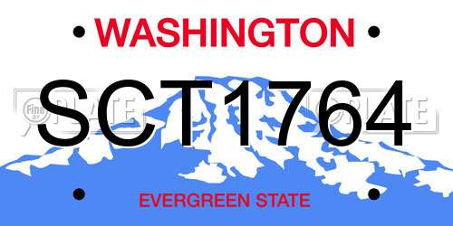 SCT1764 Washington License Plate