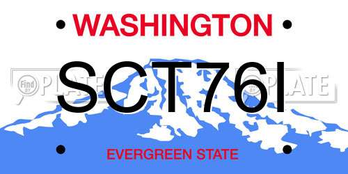 SCT76I Washington License Plate