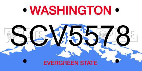 SCV5578 Washington License Plate