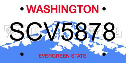 SCV5878 Washington License Plate