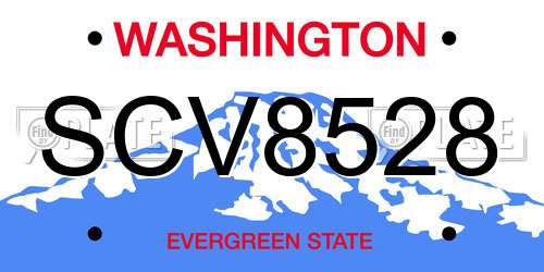 SCV8528 Washington License Plate