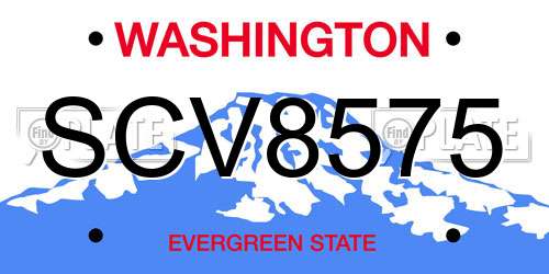 SCV8575 Washington License Plate
