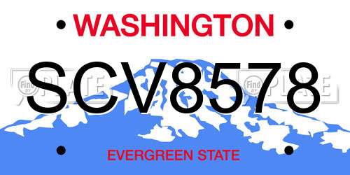 SCV8578 Washington License Plate