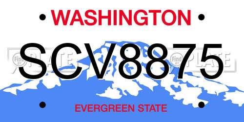 SCV8875 Washington License Plate