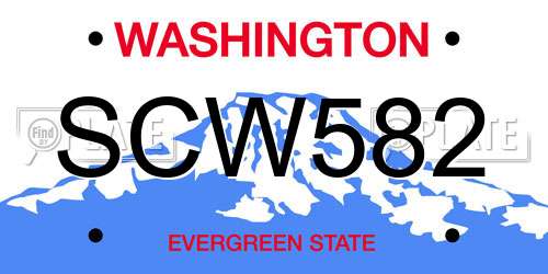 SCW582 Washington License Plate