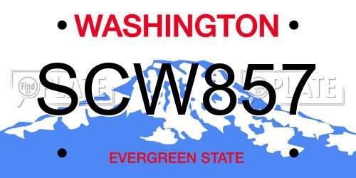 SCW857 Washington License Plate