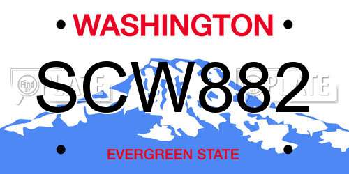 SCW882 Washington License Plate