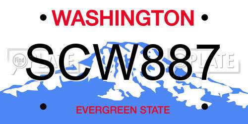 SCW887 Washington License Plate