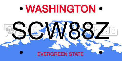 SCW88Z Washington License Plate