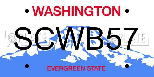SCWB57 Washington License Plate