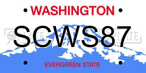 SCWS87 Washington License Plate
