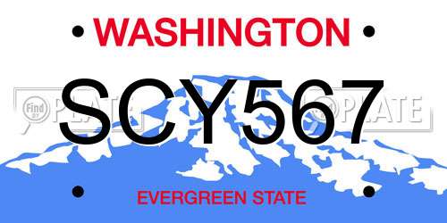 SCY567 Washington License Plate