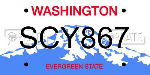 SCY867 Washington License Plate
