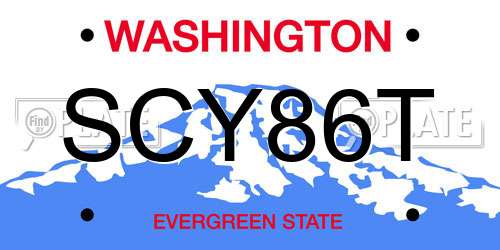 SCY86T Washington License Plate