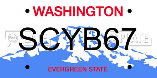 SCYB67 Washington License Plate