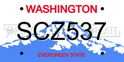 SCZ537 Washington License Plate