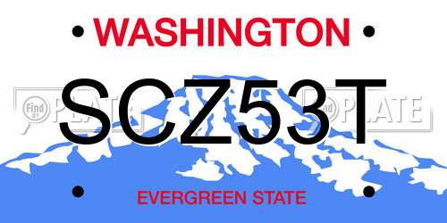 SCZ53T Washington License Plate