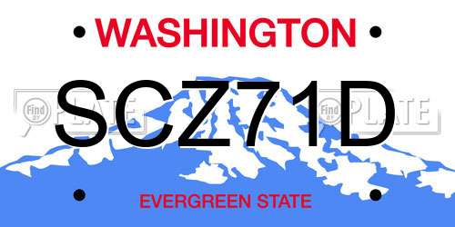 SCZ71D Washington License Plate