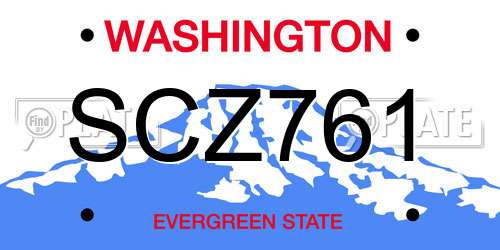 SCZ761 Washington License Plate