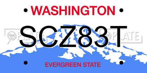 SCZ83T Washington License Plate
