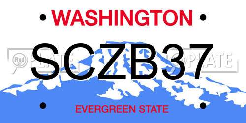 SCZB37 Washington License Plate