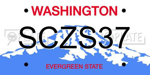 SCZS37 Washington License Plate