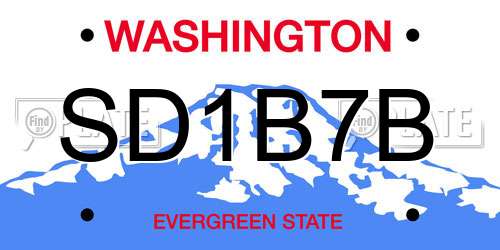 SD1B7B Washington License Plate