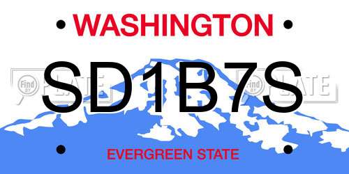 SD1B7S Washington License Plate
