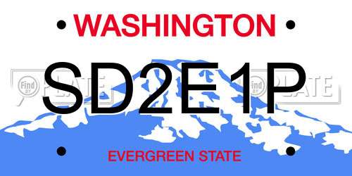 SD2E1P Washington License Plate