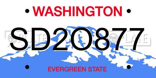 SD2O877 Washington License Plate
