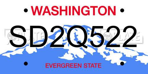SD2Q522 Washington License Plate