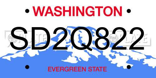 SD2Q822 Washington License Plate