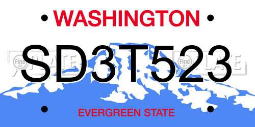 SD3T523 Washington License Plate