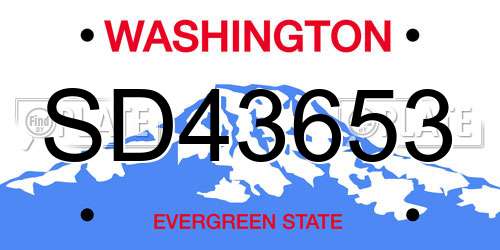 SD43653 Washington License Plate