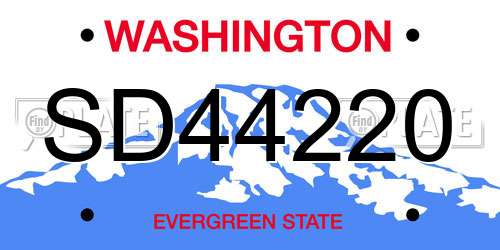 SD44220 Washington License Plate