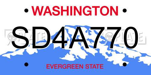 SD4A770 Washington License Plate